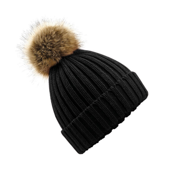 Fur Pop Pom Chunky Beanie - Image 2