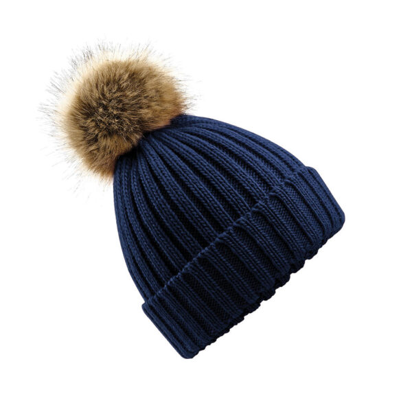 Fur Pop Pom Chunky Beanie - Image 3