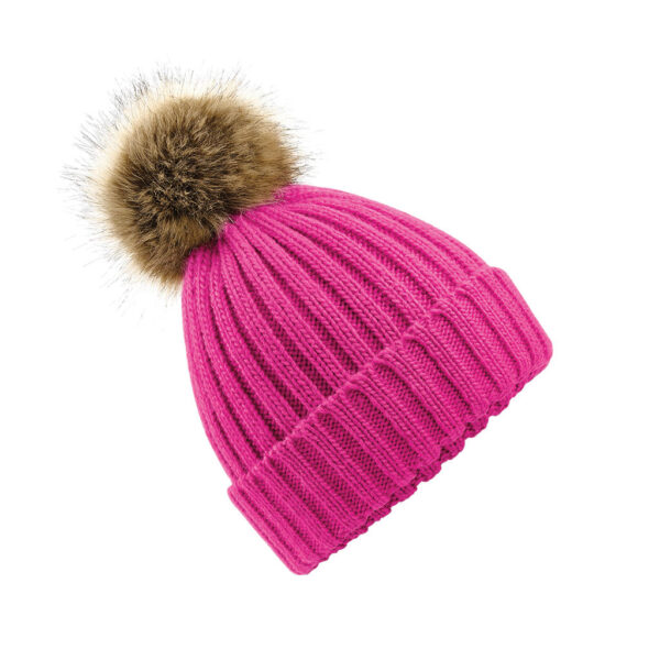 Fur Pop Pom Chunky Beanie - Image 4