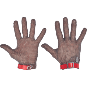 5-finger simple metal glove,size S white