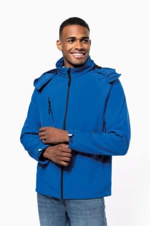 KA413 MEN'S DETACHABLE HOODED SOFTSHELL JACKET