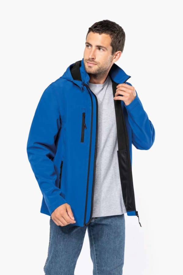KA422 UNISEX 3-LAYER SOFTSHELL HOODED JACKET WITH REMOVABLE SLEEVES