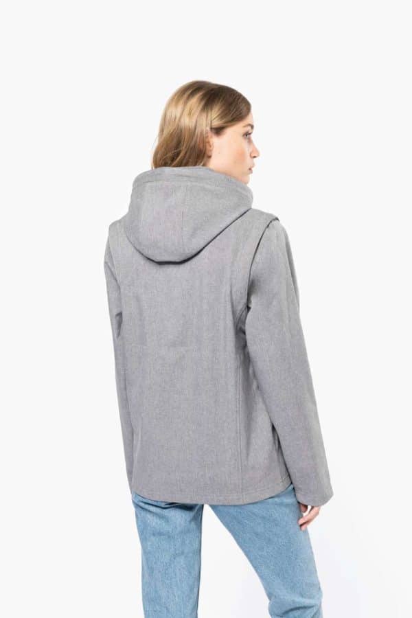 KA422 UNISEX 3-LAYER SOFTSHELL HOODED JACKET WITH REMOVABLE SLEEVES