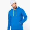 KA446 MEN'S CONTRAST HOODED SWEATSHIRT