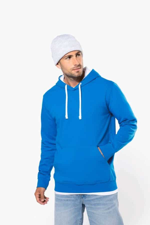 KA446 MEN'S CONTRAST HOODED SWEATSHIRT