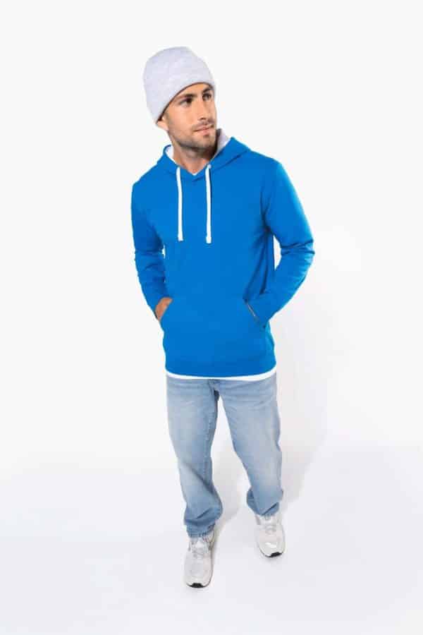 KA446 MEN'S CONTRAST HOODED SWEATSHIRT