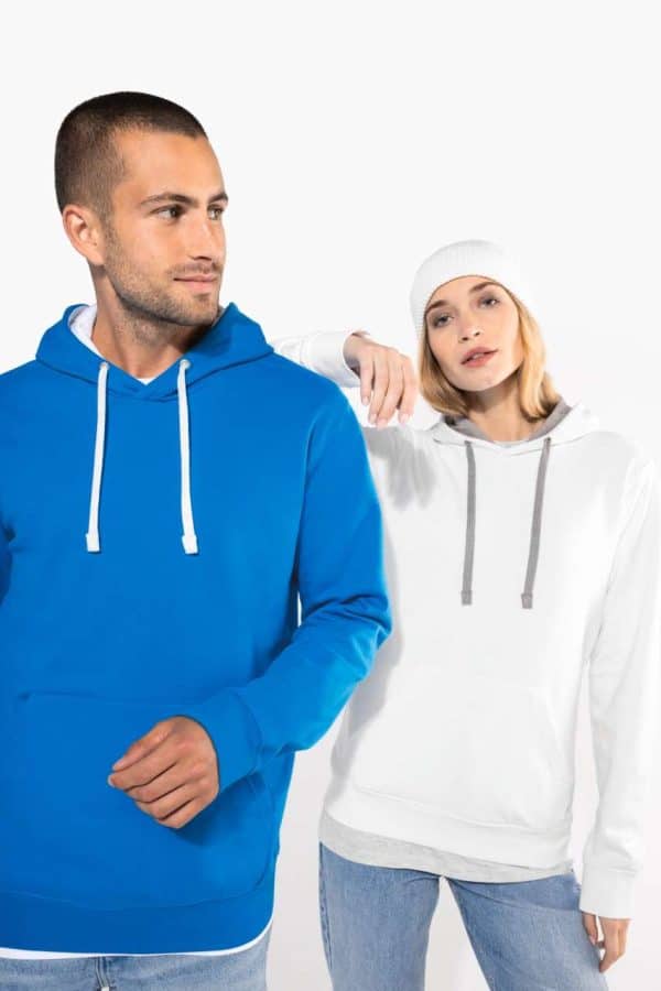 KA446 MEN'S CONTRAST HOODED SWEATSHIRT