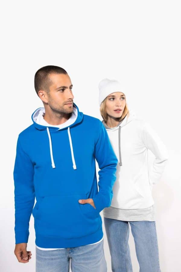 KA446 MEN'S CONTRAST HOODED SWEATSHIRT