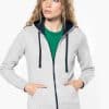 KA467 LADIES’ CONTRAST HOODED FULL ZIP SWEATSHIRT
