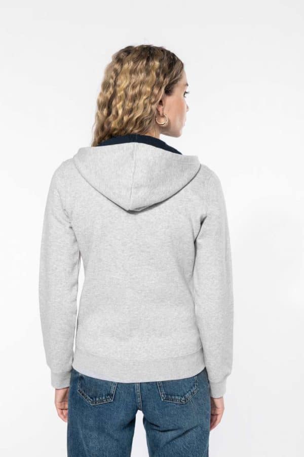KA467 LADIES’ CONTRAST HOODED FULL ZIP SWEATSHIRT