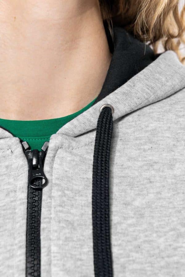 KA467 LADIES’ CONTRAST HOODED FULL ZIP SWEATSHIRT