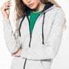 KA467 LADIES’ CONTRAST HOODED FULL ZIP SWEATSHIRT