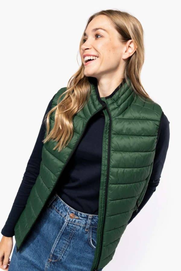 KA6114 LADIES' LIGHTWEIGHT SLEEVELESS FAKE DOWN JACKET