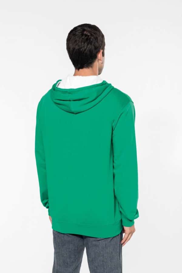 KA466 MEN'S CONTRAST HOODED FULL ZIP SWEATSHIRT