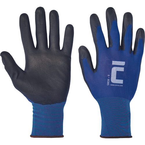 SMEW gloves nylon-18G/PU palm blue/bl