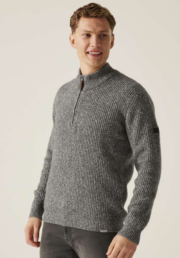 RETRF673 SOLOMON ZIP-NECK KNITTED PULLOVER