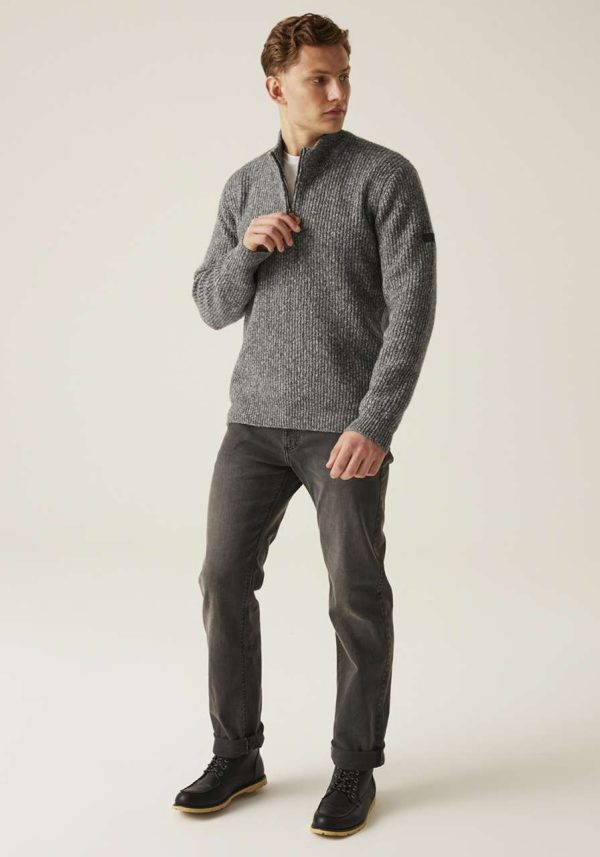RETRF673 SOLOMON ZIP-NECK KNITTED PULLOVER