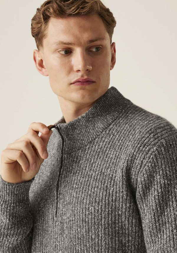 RETRF673 SOLOMON ZIP-NECK KNITTED PULLOVER