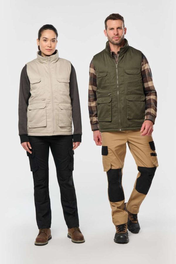 WK607 UNISEX PADDED MULTI-POCKET POLYCOTTON VEST